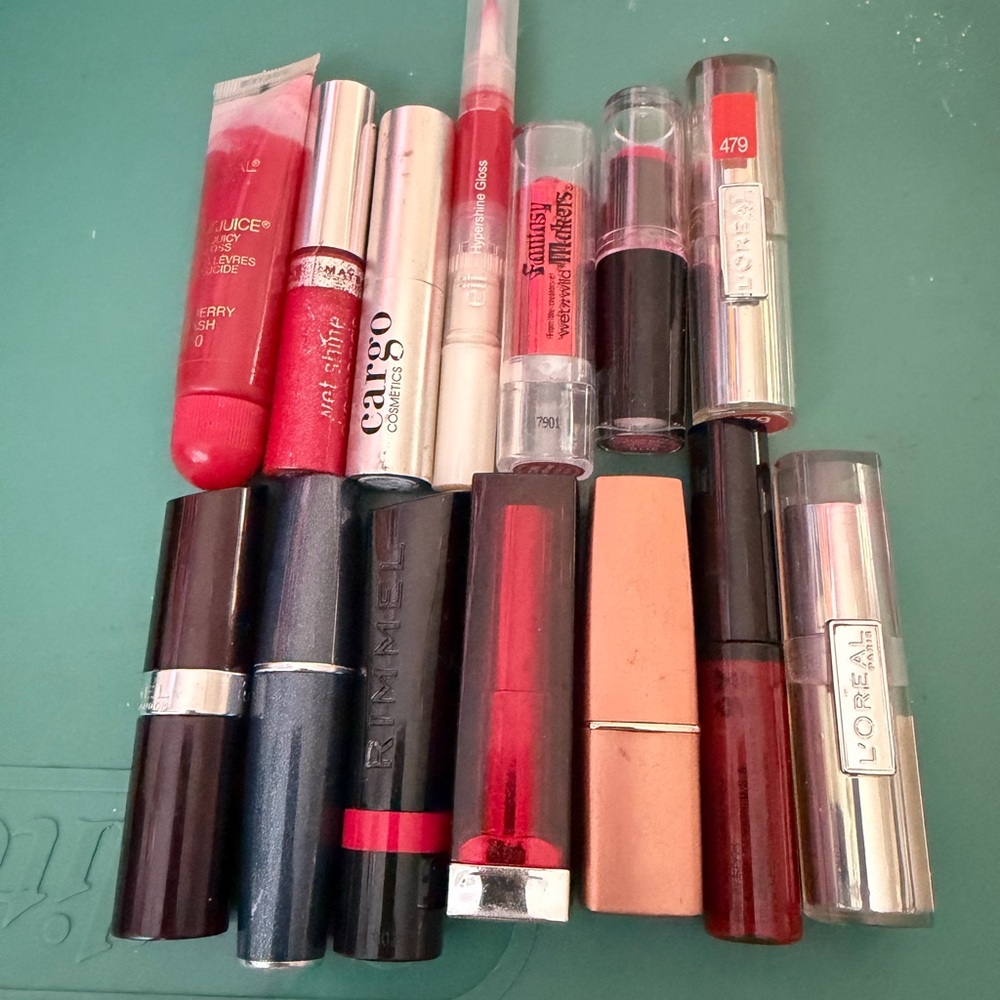 Red Bundle Lot Collection matte, lip gloss, liquid L'Oreal Maybelline NYX Rimel